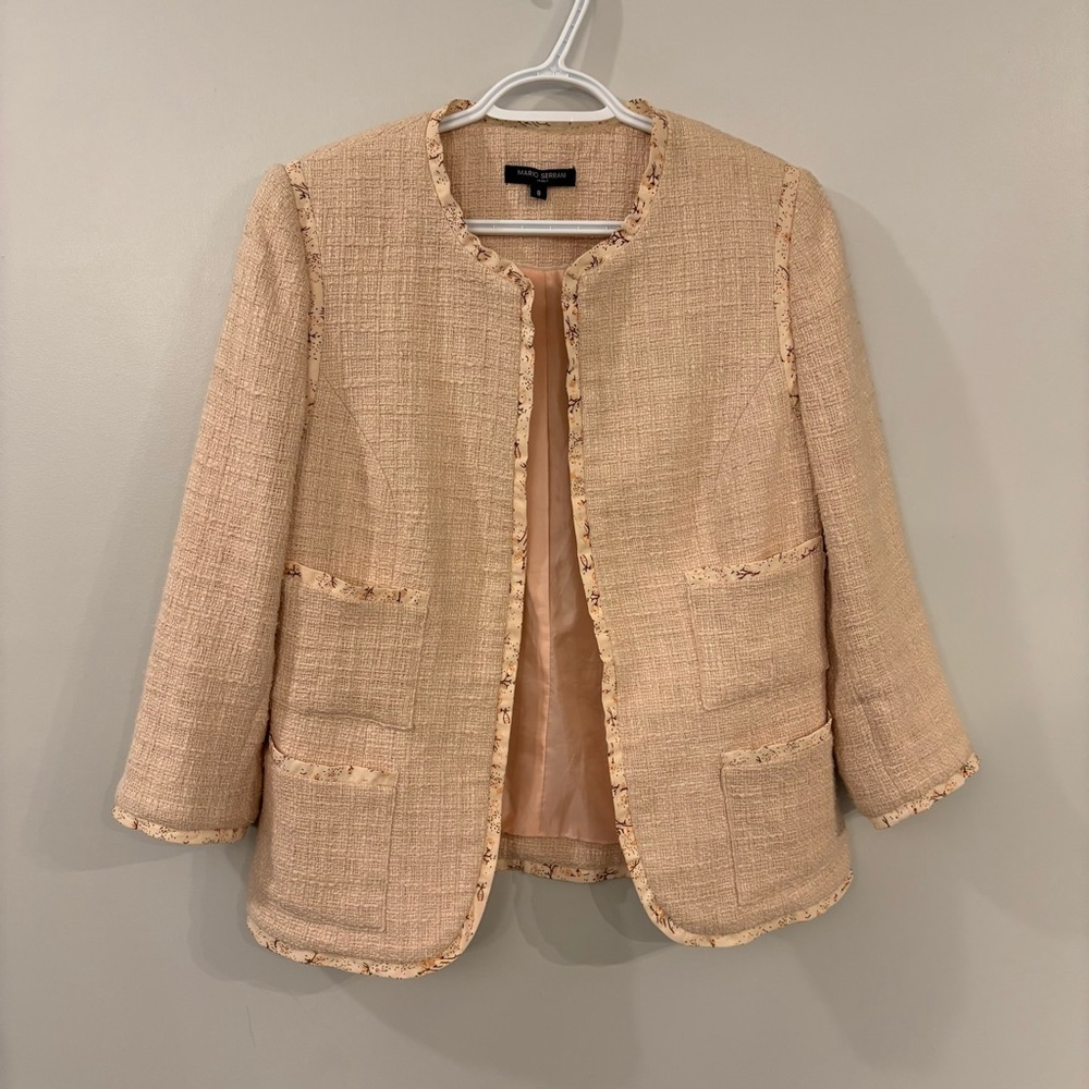 Mario Serrani Italy Tweed Blazer Chanel Style - Picture 1 of 14
